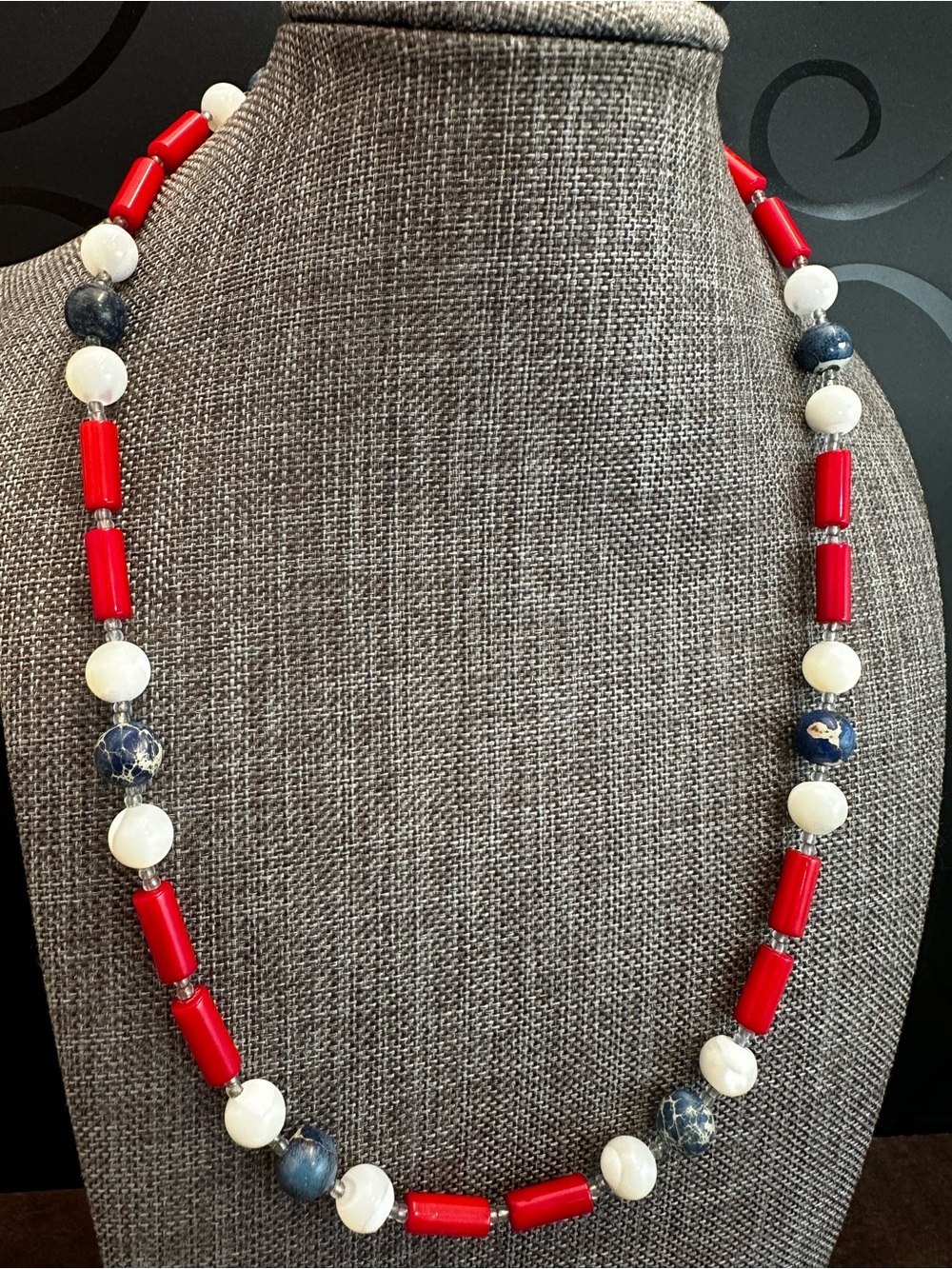 Red, White & Blue Beaded Women's Necklace